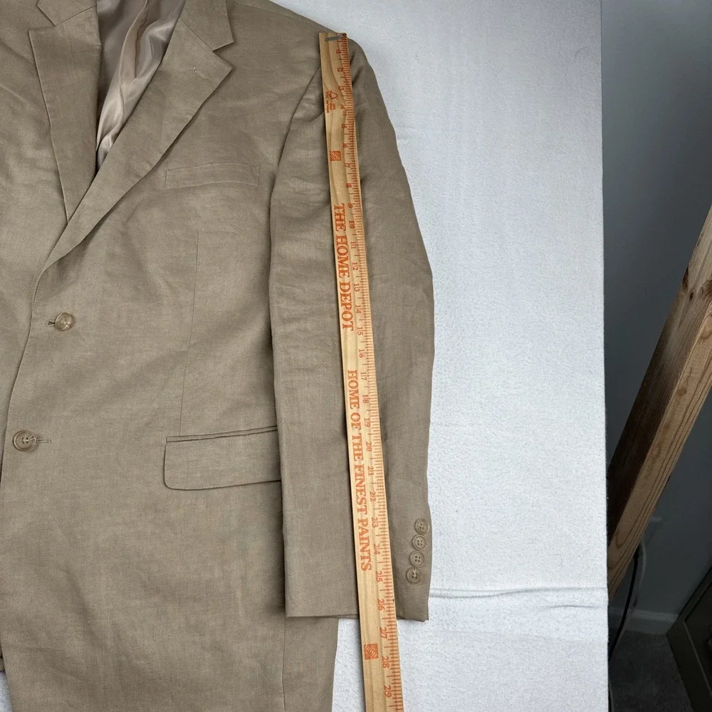 Saddlebred Mens Tan 100% Linen Blazer Sport Coat 46L lightweight Breathable